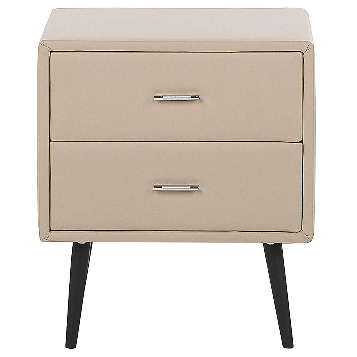 NACHTTISCH beige Kunstleder 2 Schubladen Essonne - Beige, Kunststoff/Textil (48/56/41cm) - Beliani