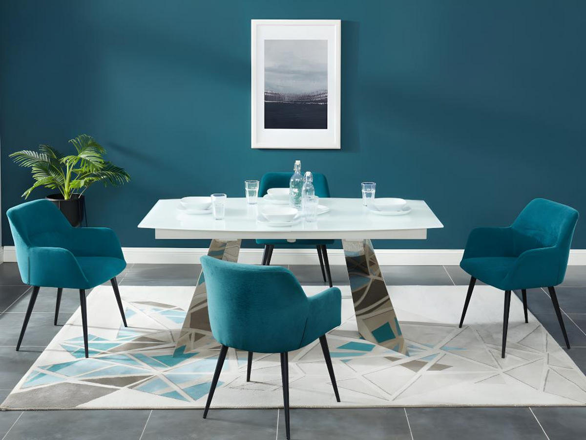 STUHL 6er-Set - Stoff & Metall - Blau - HEKA - Blau, Textil (61/78/59.5cm) - Vente-Unique