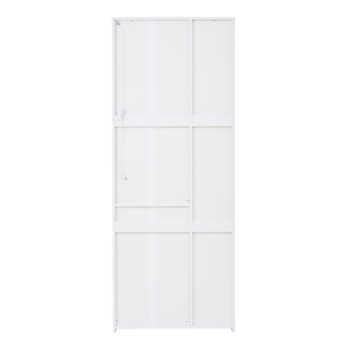 VITRINE aus Spanplatte 70x35x180 cm Weiß mit LED-Beleuchtung, Schublade und Hochglanzfront - Weiß, Holzwerkstoff (70/180/35cm) - Modfu