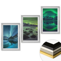 WANDBILDER 3er Set - 40x60 cm Silberner Rahmen - Winterlandschaft der Aurora borealis - Silberfarben, Kunststoff (40/60cm) - ArtPrintCave