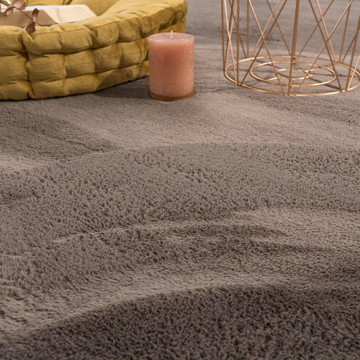 HOCHFLORTEPPICH 80/80 cm Soft 380 - Taupe, Kunststoff (80/80cm) - Paco Home