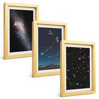 BILDER SET 3er Set - 20x30 cm Goldrahmen - Galaxie im Sternbild Steinbock - Goldfarben, Kunststoff (20/30cm) - TULUP