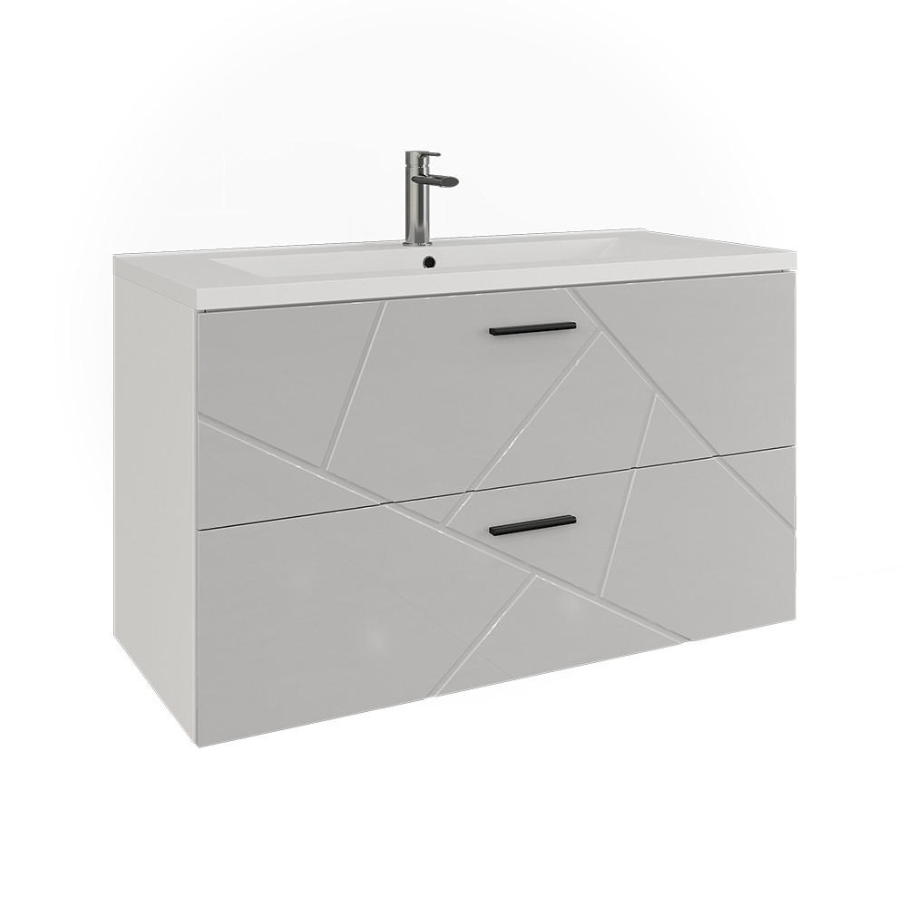 WASCHBECKENUNTERSCHRANK Irma Weiß/Weiß Hochglanz 100 x 57 cm mit 2 Schubladen - Weiß Hochglanz, Holzwerkstoff (100/57/44.6cm) - Vicco