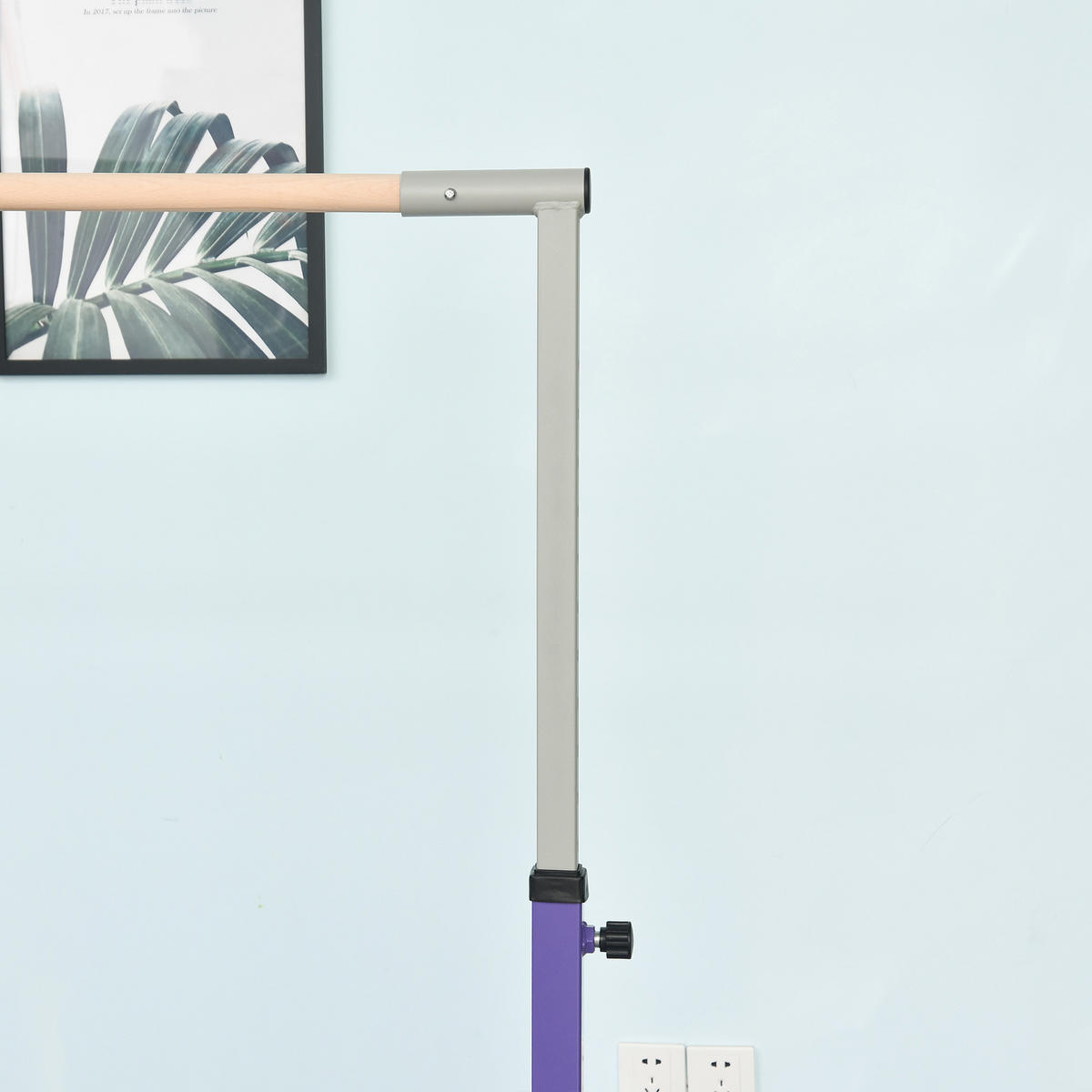 GYMNASTIK-TURNRECK, Reckstange, 13-stufig verstellbar, bis 75 kg belastbar, Lila - Violett, Metall (121/194cm) - HOMCOM