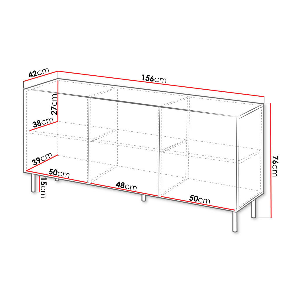 Thumbnail - Mirjan24 Sideboard, Natur, Holzwerkstoff, 156x76x42 cm, Wohnzimmer, Kommoden & Sideboards, Sideboards