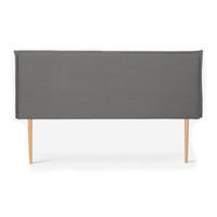 KOPFTEIL Gepolstertes aus 100% Leinenstoff Grau 160/100/8 cm EDMOND - Grau, Textil (160/100/8cm) - RNT By Really Nice Things