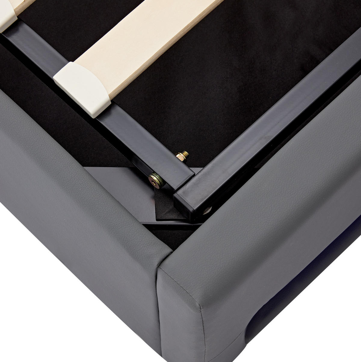 POLSTERBETT 90/200 cm Grau aus PU mit LED-Beleuchtung und Stauraum - Grau, Kunststoff (90/200cm) - OKMYHOME