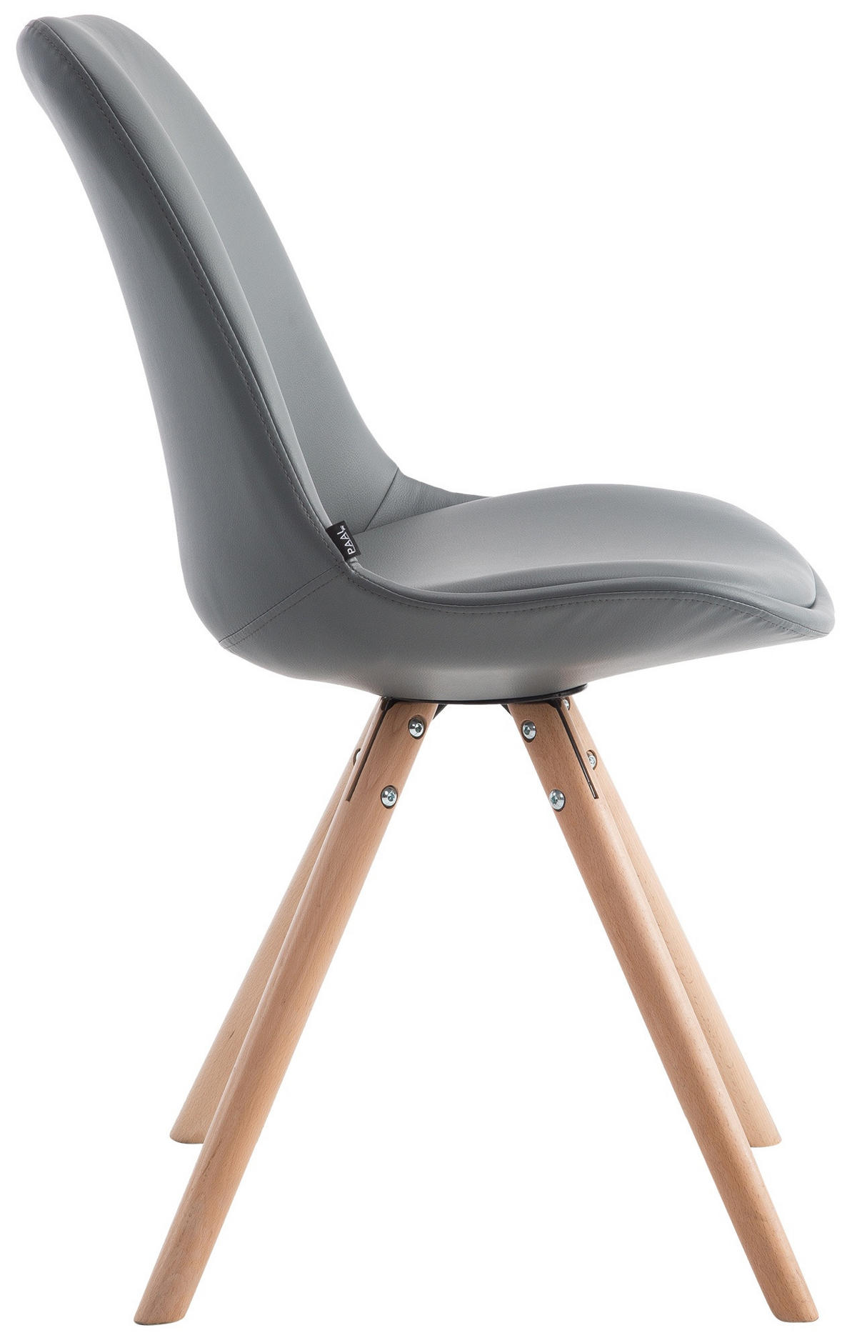 STUHL Lederlook grau - Eukalyptusholzfarben/Grau, Holz/Textil (48/84/56cm) - CLP