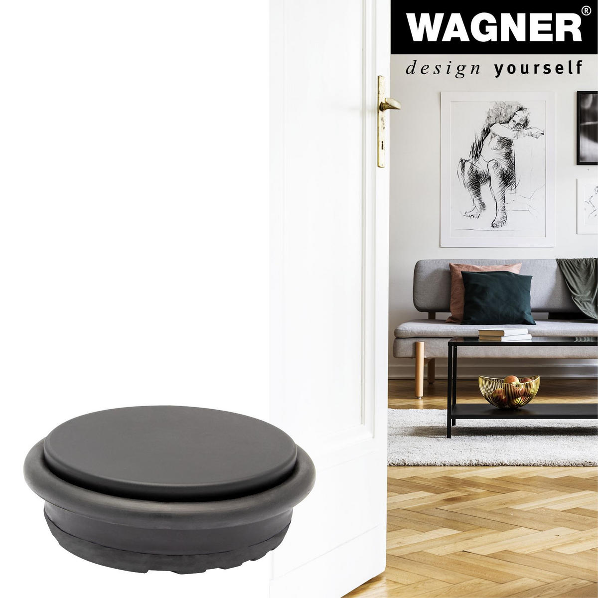 TÜRSTOPPER BIG DISK BLACK EH 5193 - Schwarz, Kunststoff (10/10cm) - WAGNER design yourself
