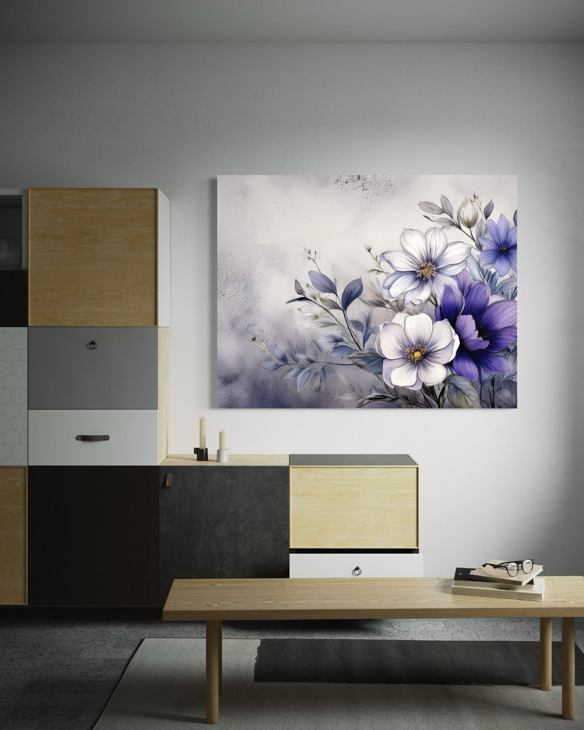 WANDBILD blumen natur lila - Lila, Textil (60/40cm) - Feeby