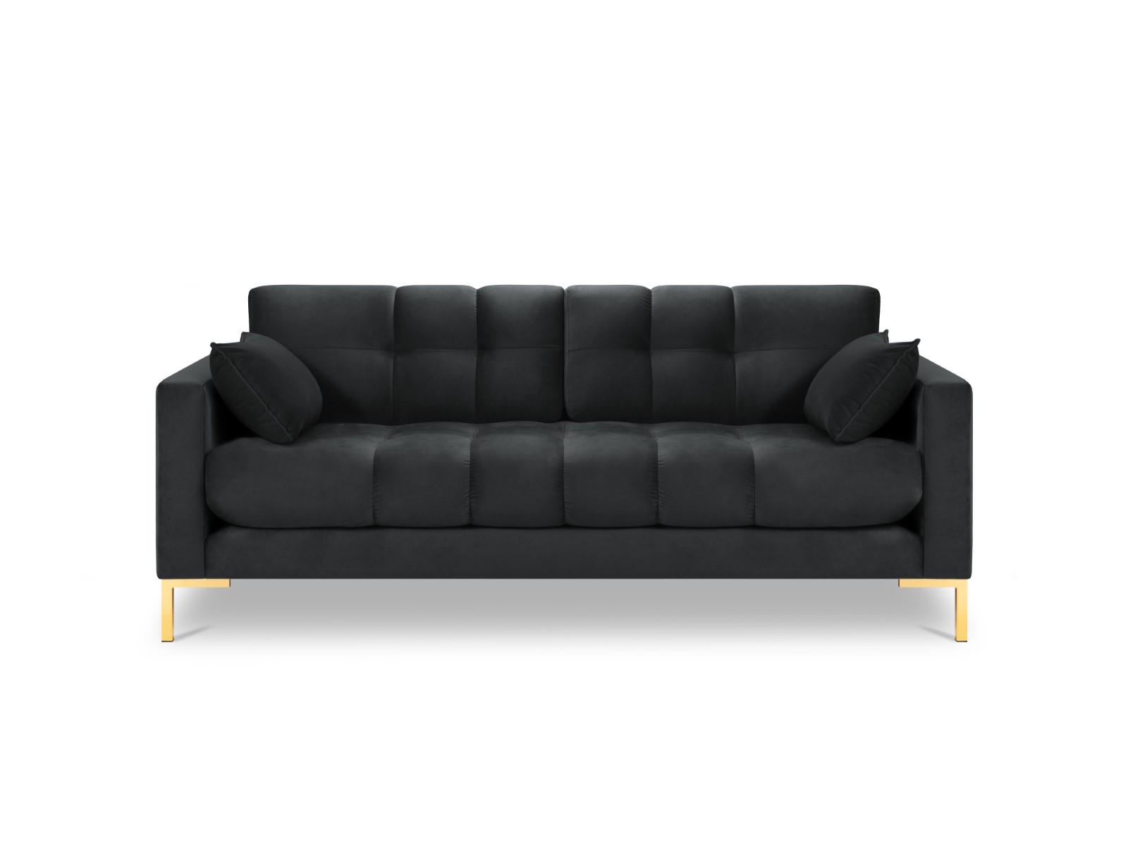 SOFA Mamaia aus Samt dunkelgrau 2 Sitzplätze - Dunkelgrau, Textil (92/75/152cm) - Micadoni