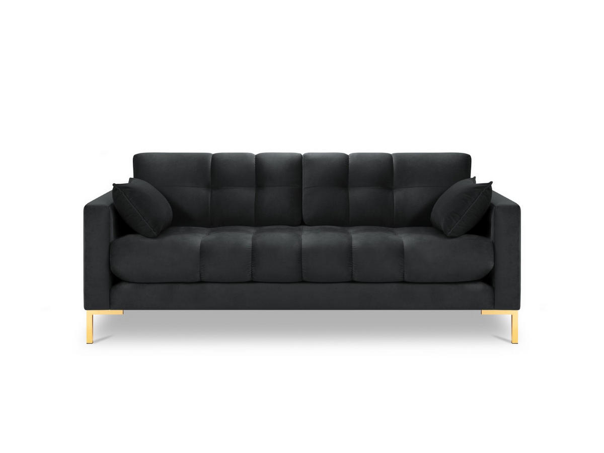 SOFA Mamaia aus Samt dunkelgrau 2 Sitzplätze - Dunkelgrau, Textil (92/75/152cm) - Micadoni