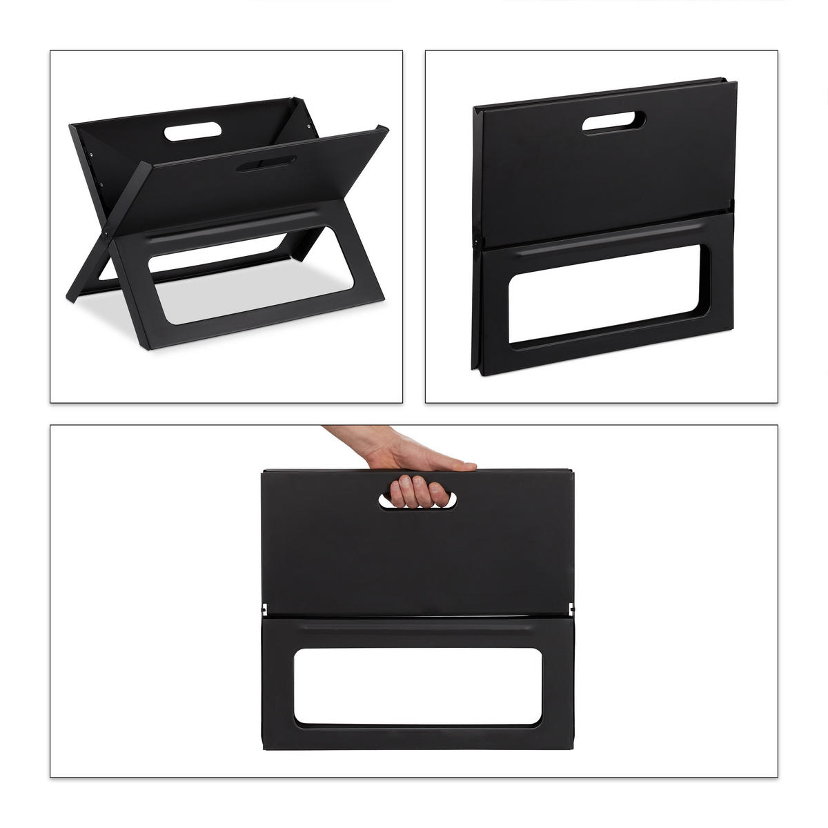 KLAPPGRILL - Schwarz, Metall (45.5/30/30cm) - Relaxdays