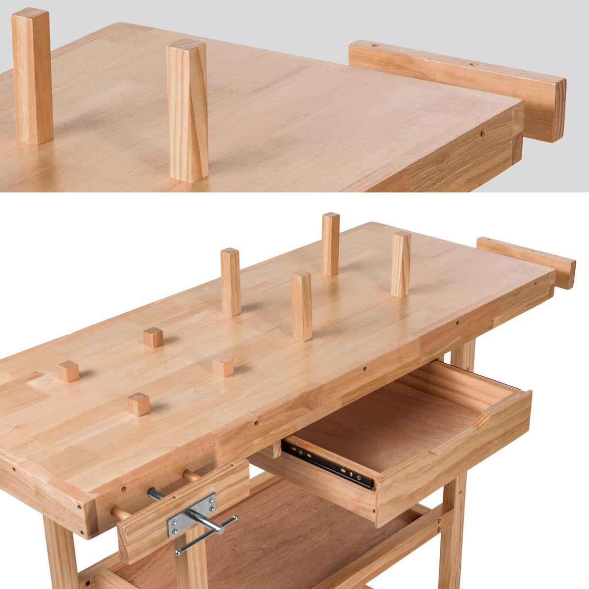 HOLZWERKBANK ,117 x 47,5 x 83 cm,braun - Braun, Holz (47.5/83/117cm) - tectake