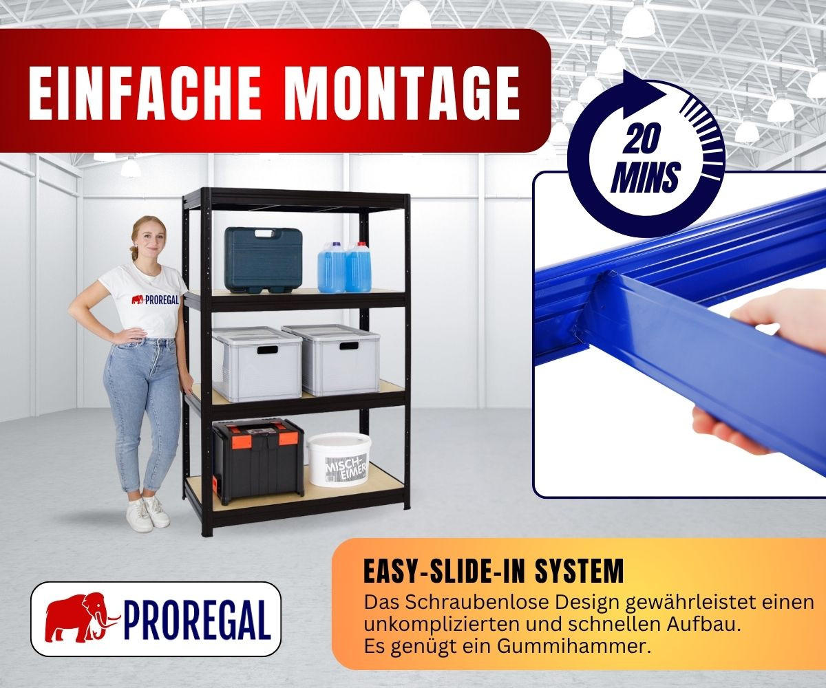 SCHWERLASTREGAL Dino 180x120x60 cm Fachlast 600 kg Schwarz - Schwarz, Metall (120/180/60cm) - PROREGAL