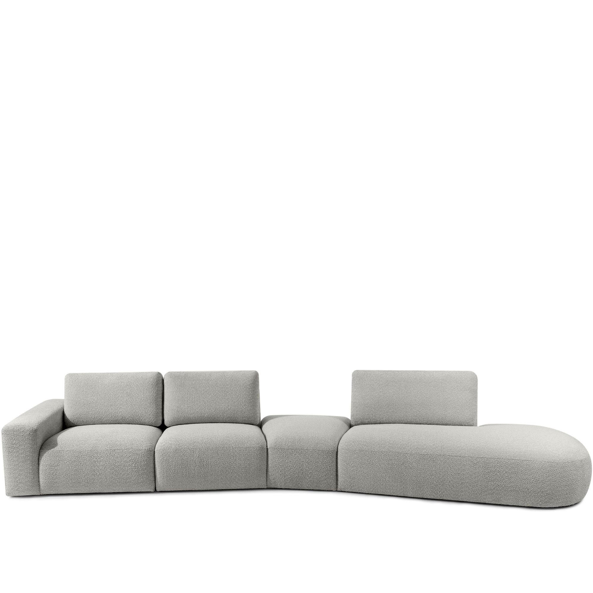5-SITZER ECKSOFA ZUCCO Boucle rechts, Hellgrau - Hellgrau, Textil (430/84/105cm) - KONSIMO®