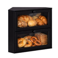 ROHOVÝ chlebník - čierna, drevo/plast (40/35/27.5cm) - Relaxdays