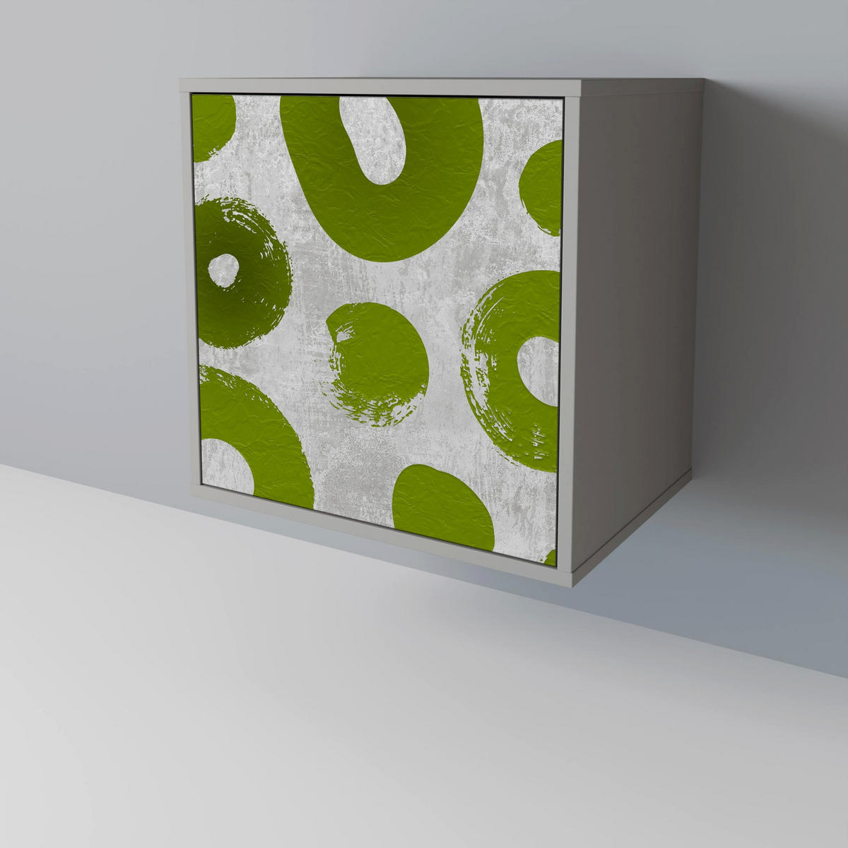 SIDEBOARD GREEN RHAPSODY, Grau, 57,5x42x70,5 cm, Schwarze Metall-Sternfüße - Multicolor/Schwarz, Holzwerkstoff/Metall (57.5/70.5/42cm) - SpaceRebels