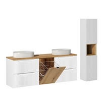 KOUPELNOVÝ NÁBYTEK 160.4cm Riva 2er-Set Bílá a dřevo - bílá, kompozitní dřevo (160.4/59/40cm) - Petits-meubles