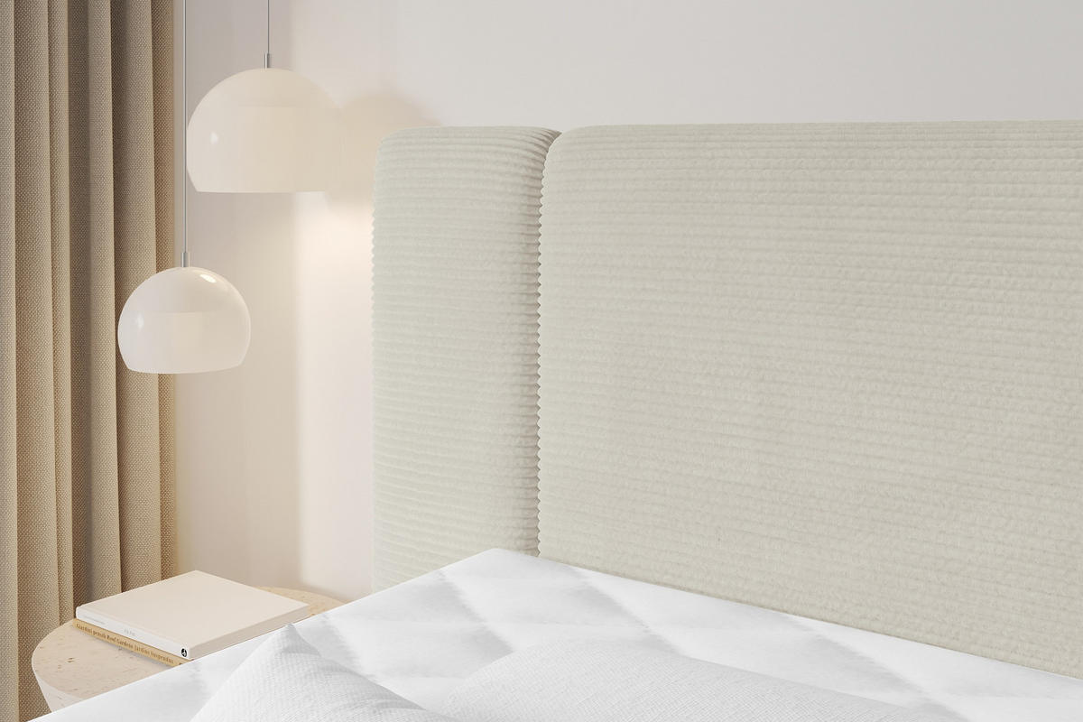 BOXSPRINGBETT mit Matratze H3/H4 - EVON KING Zanozek - 140x200 cm Creme - Creme, Holzwerkstoff (140/200cm) - ALTDECOR