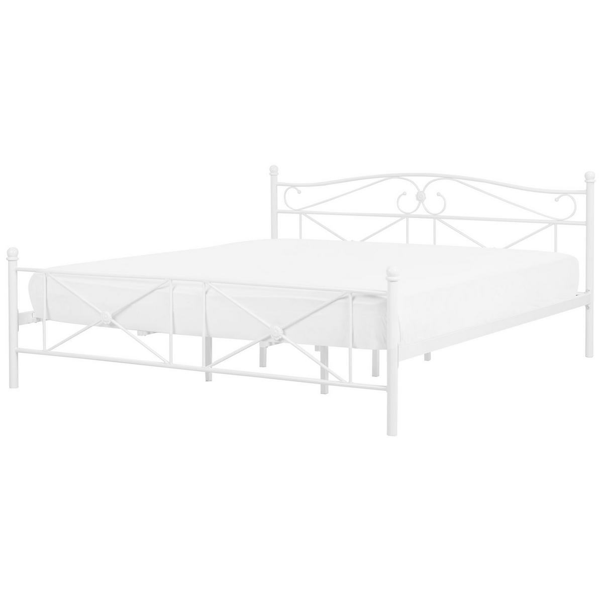 BETT mit Lattenrost 180x200 cm Weiß Rodez - Weiß, Metall (180/200cm) - Beliani