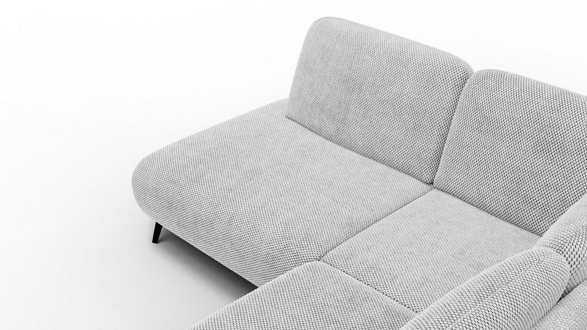 ECKSOFA FEBE 5-Sitzer links, hellgrau - Hellgrau/Schwarz, Holz/Textil (271/190cm) - Courtois Laville