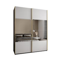 SCHWEBETÜRENSCHRANK 245,5/200/64 2-türig - Goldfarben/Schwarz, Holz/Metall (200/245/64cm) - Abiks Möbel