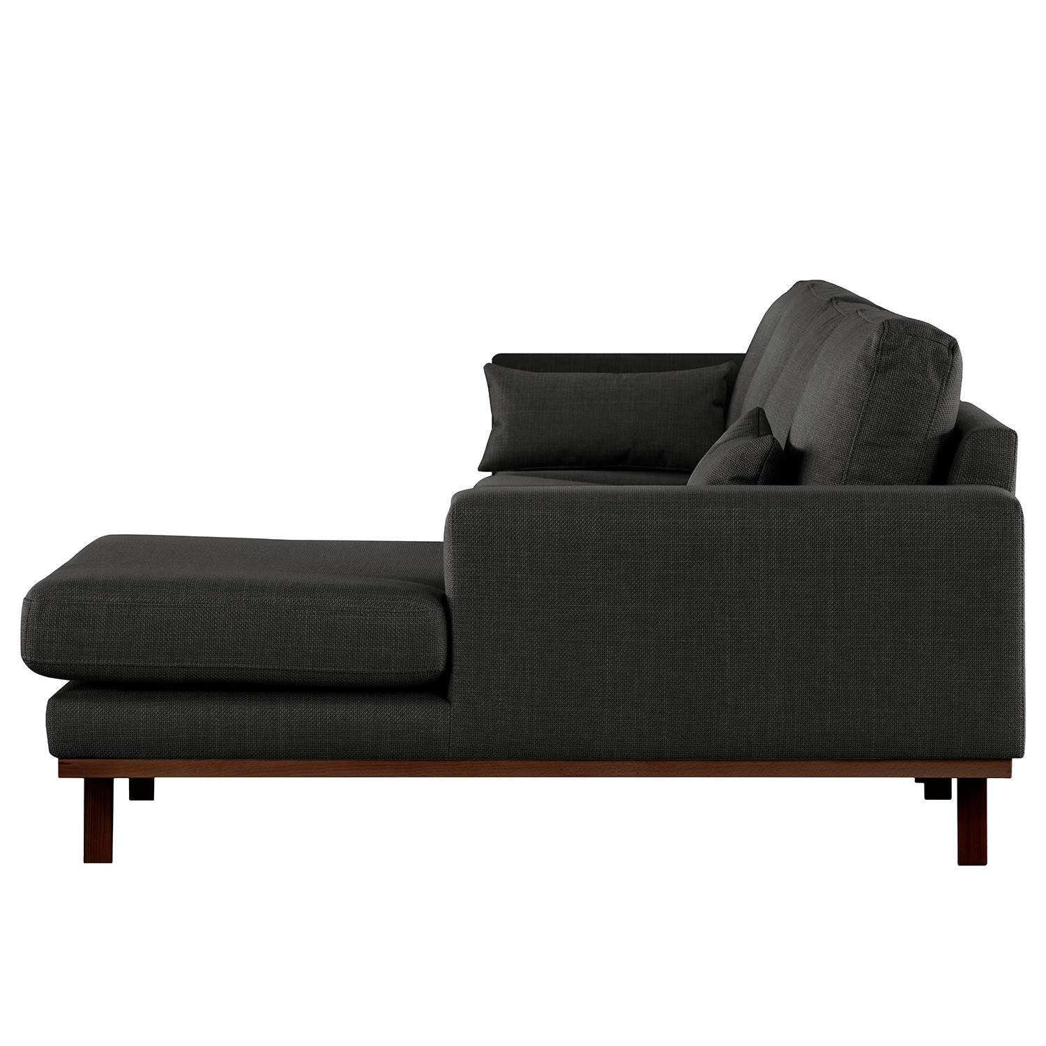 ECKSOFA mit Longchair - Buchefarben/Schwarz, Buchenholz/Textil (281/153cm) - home24