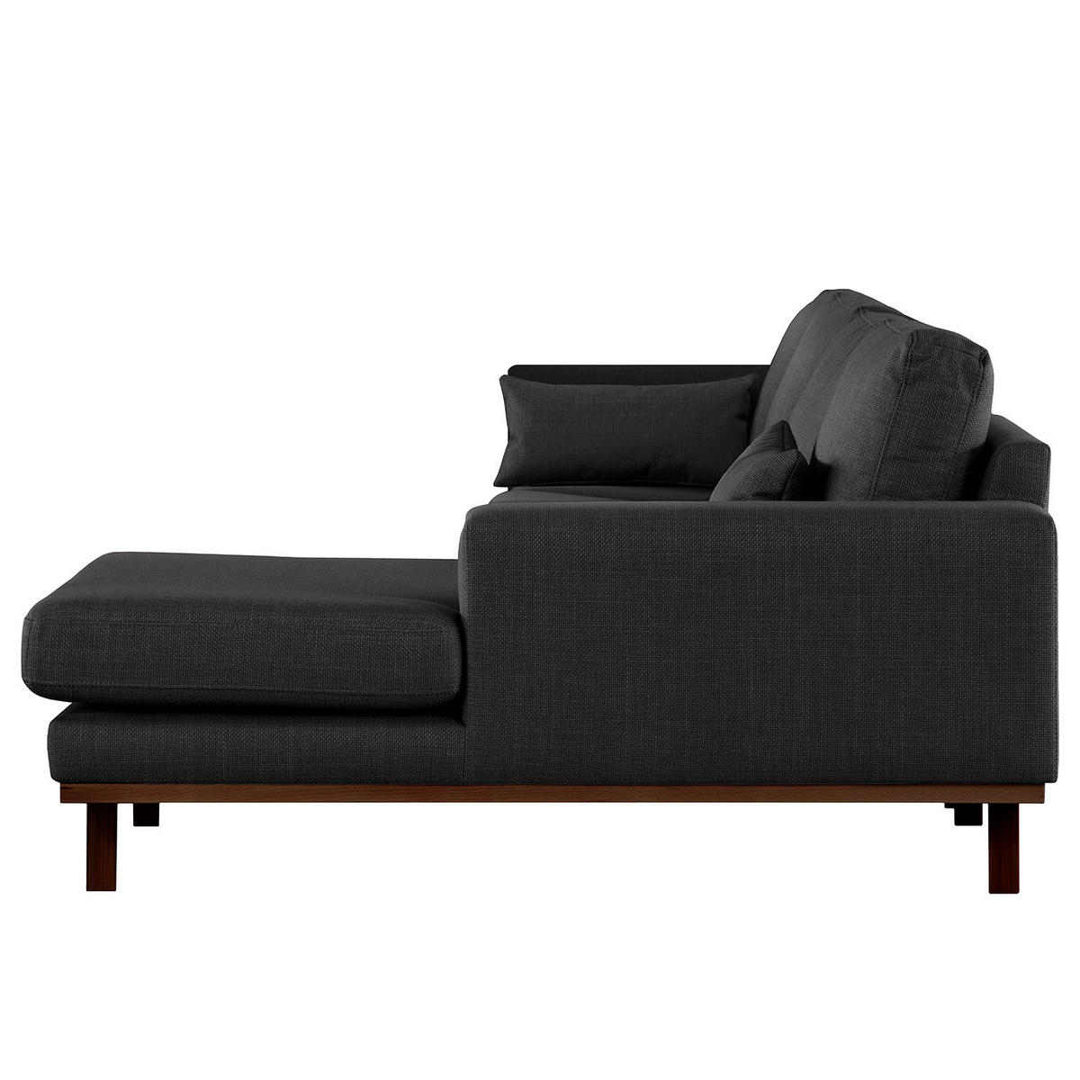 ECKSOFA mit Longchair - Buchefarben/Schwarz, Textil (281/153cm) - home24