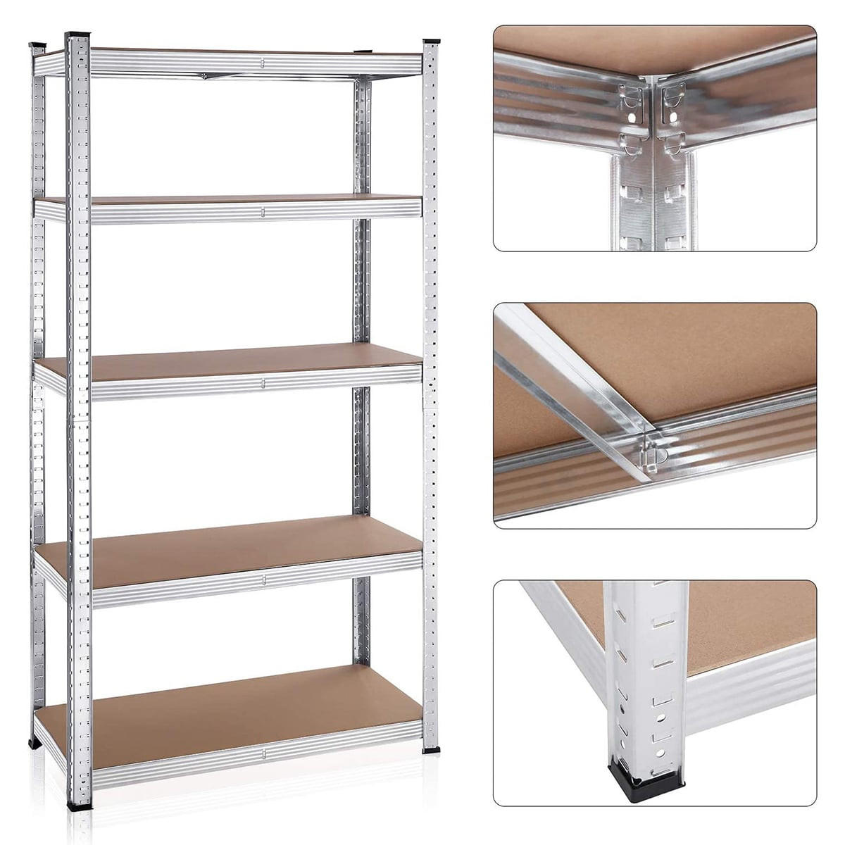 REGALE mit 5 Regalebenen und verstellbaren Brettern - H180 cm - Set aus 2 - Grau, Holzwerkstoff (40/180/90cm) - Calicosy