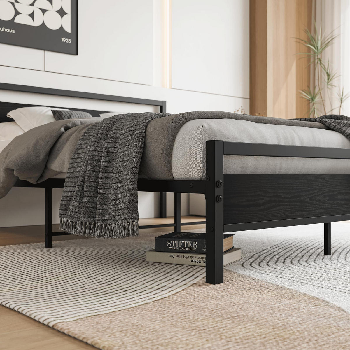 METALLBETT 140/200 cm DE-33024 mit Lattenrost und Stauraum Schwarz - Schwarz, Metall (140/200cm) - ComfortXL
