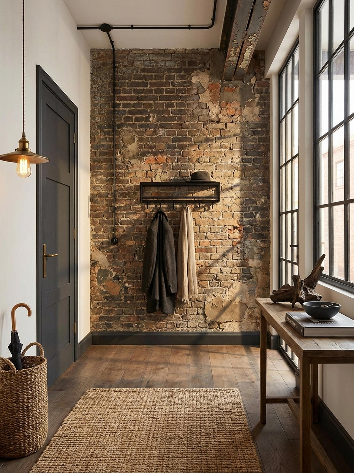 WANDGARDEROBE Metall Schwarz Modern mit 5 Haken und Kleiderstange - Schwarz, Metall (70/20/20cm) - KADIMA DESIGN