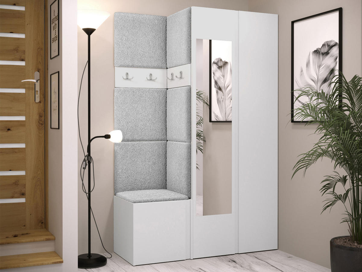 GARDEROBEN-SET Orion XXVI - Hellgrau/Weiß, Holzwerkstoff/Kunststoff (116/186/46cm) - MIRJAN24