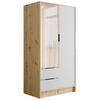 KLEIDERSCHRANK mit Spiegel und Flügeltüren KOLIN 100x200cm Artisan/Weiß - Eiche Artisan/Weiß, Holzwerkstoff (102/200/51cm) - ALTDECOR