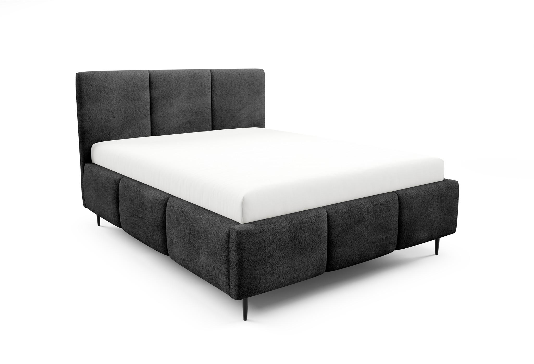 POLSTERBETT Miami Komplettset - Schwarz, Holzwerkstoff/Textil (140/200cm) - Fun Möbel