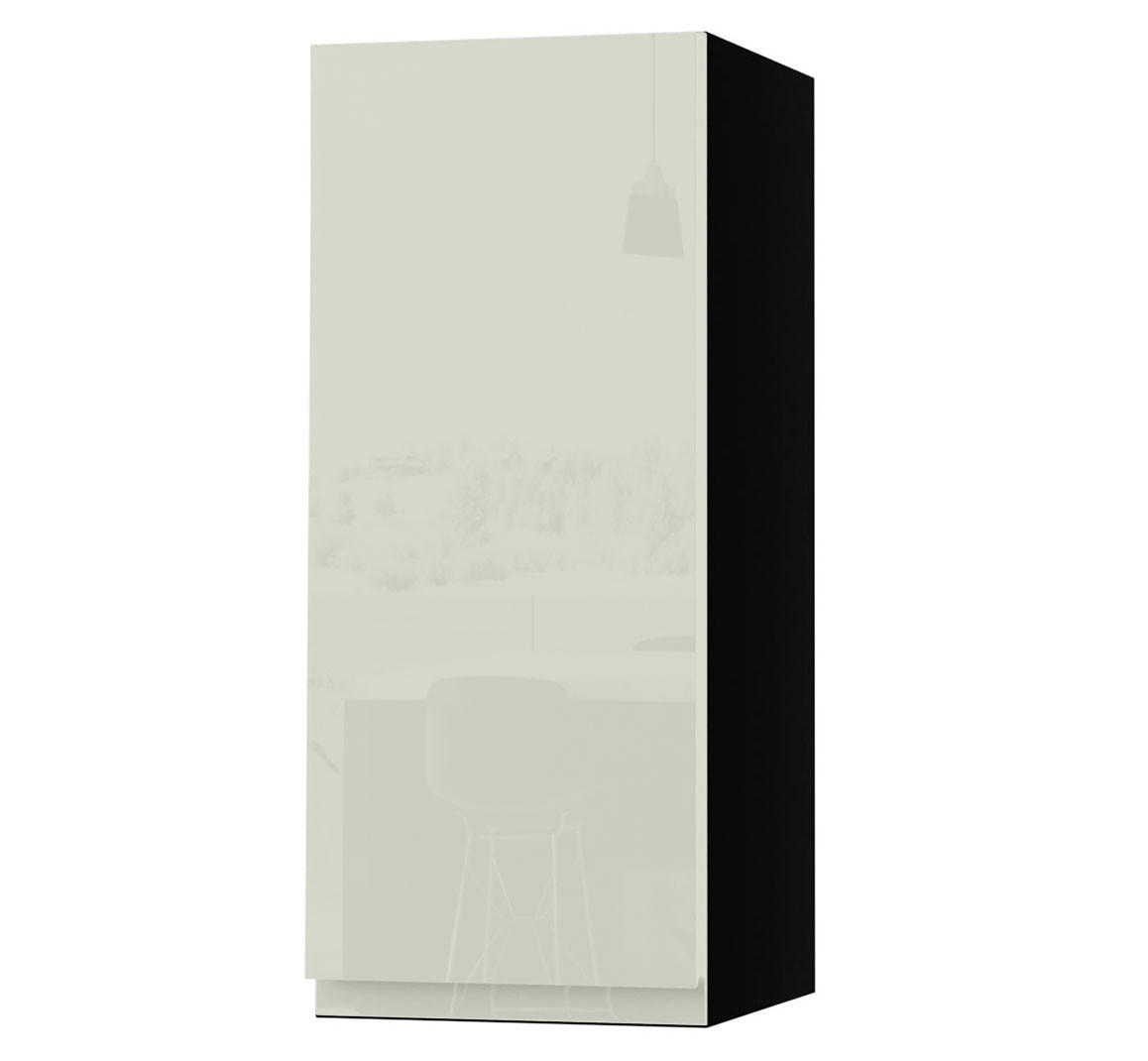 HÄNGESCHRANK Florence W2/30 Schwarz / RAL 1013 perlweiß HG 30 / 32,5 / 72cm - Türanschlag links - Weiß Hochglanz/Schwarz, Holz/Holzwerkstoff (30/72/32.5cm) - Feldmann-Wohnen