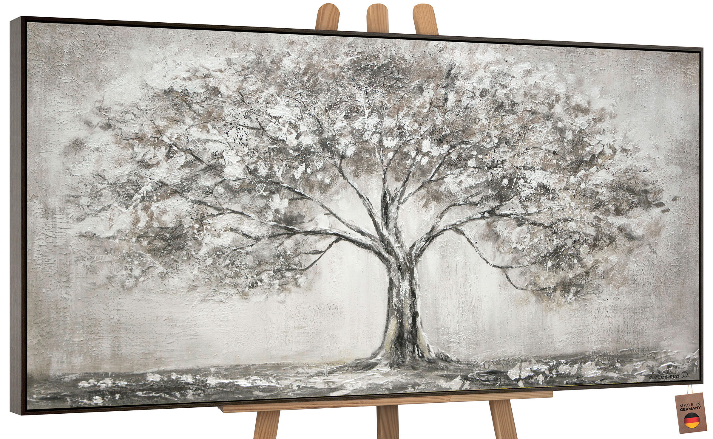 GEMÄLDE Lebensbaum Schattenfugenrahmen grau 160x80 cm - Grau, Holz (160/80cm) - YS-art gallery