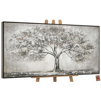 GEMÄLDE Lebensbaum Schattenfugenrahmen grau 100x50 cm - Grau, Holz (100/50cm) - YS-art gallery