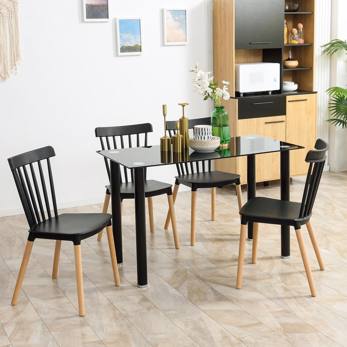 ESSZIMMERSTÜHLE 4er-Set DE-13237 Skandinavisch mit hoher Rückenlehne Schwarz - Schwarz, Kunststoff (52.5/83/48cm) - ComfortXL