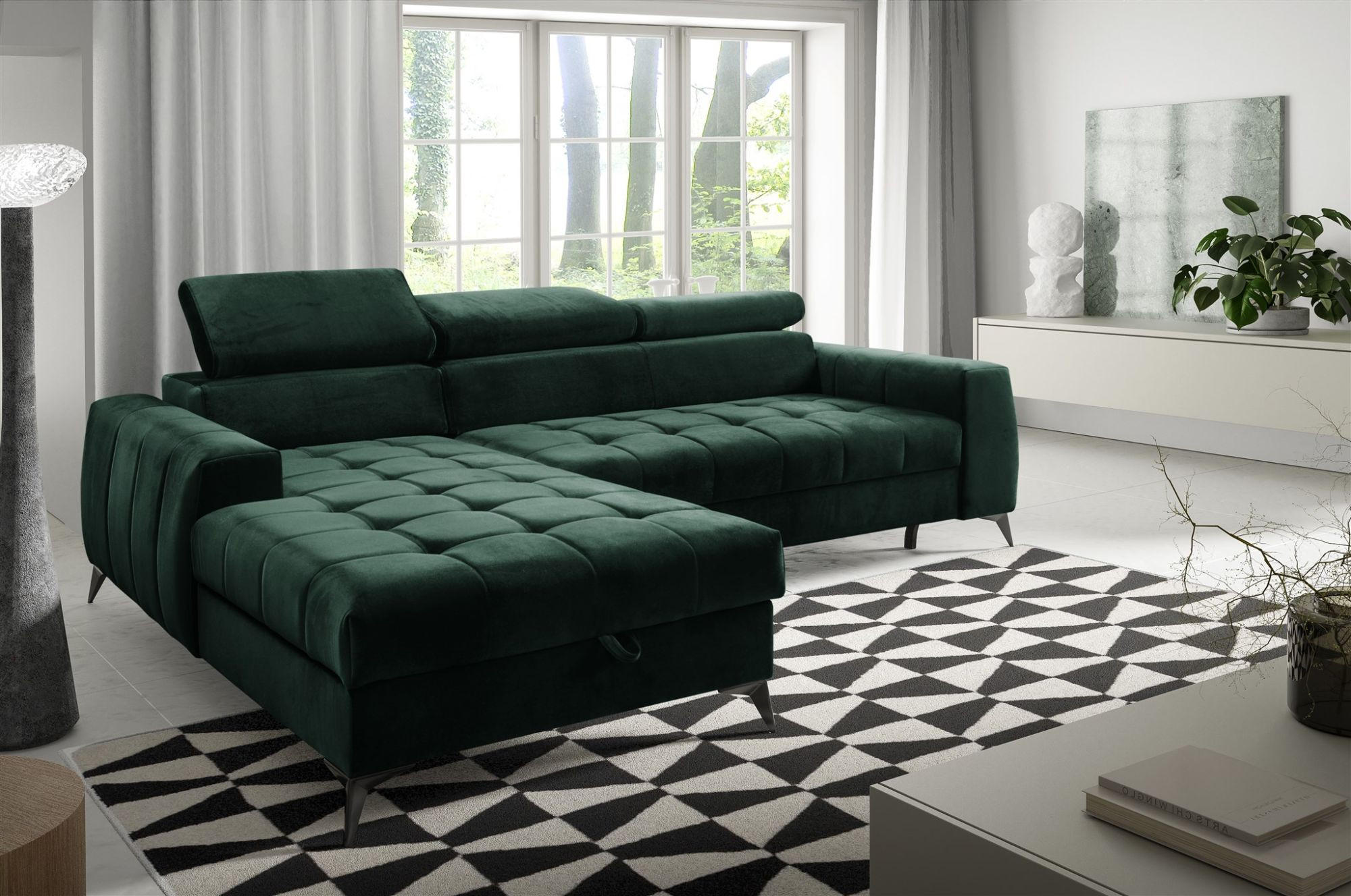 ECKSOFA Agnesa Xs In Salvador - Dunkelgrün, Holzwerkstoff/Textil (260/200cm) - Fun Möbel