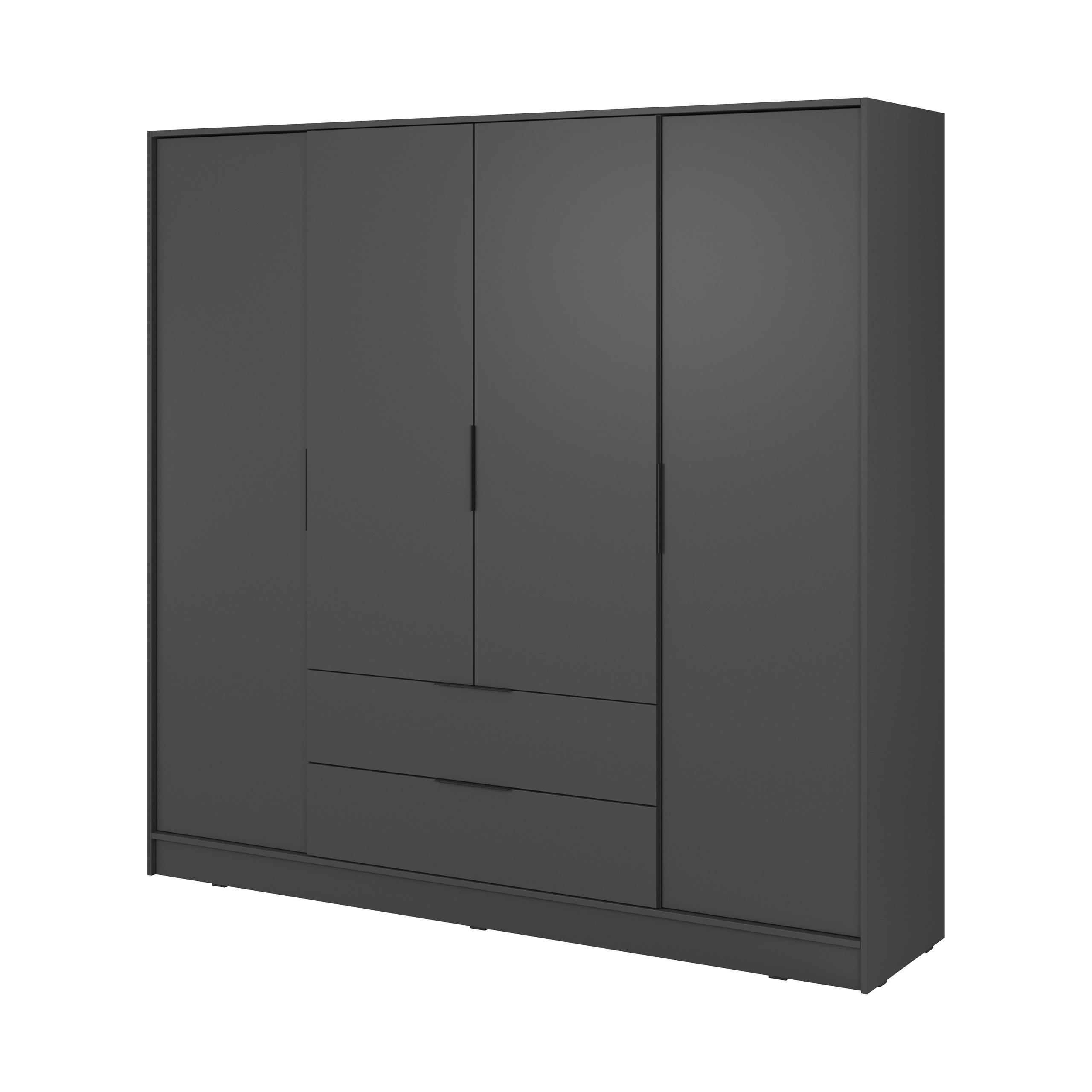 DREHTÜRENSCHRANK CATERINA 206/200/51 cm 4-türig Graphitfarben - Graphitfarben, Holzwerkstoff (206/200/51cm) - MASSENO