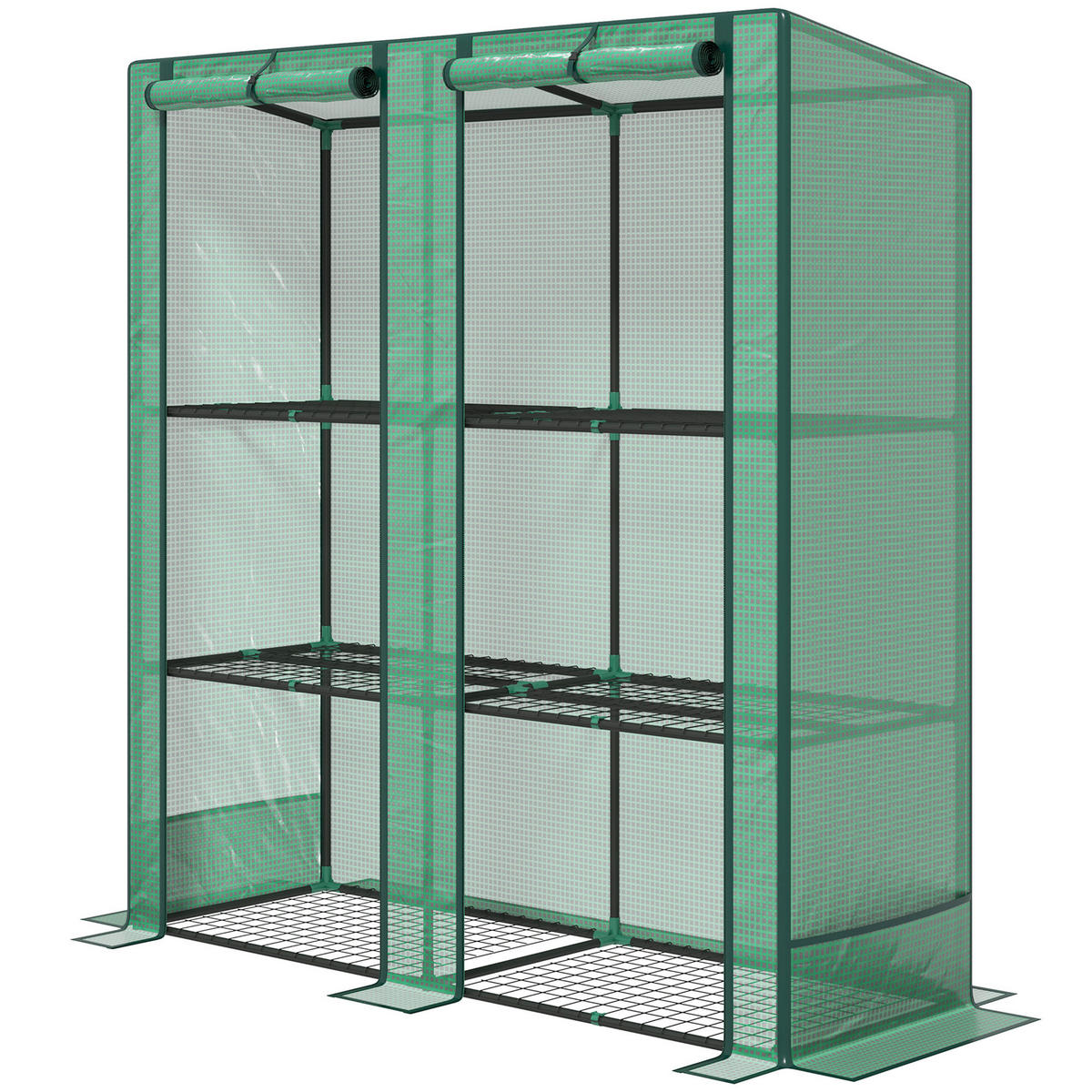 MINI-GEWÄCHSCHAUS DE-05715 Mit 3‑Ebenen‑Regal, UV‑beständig Grün - Grün, Kunststoff/Metall (48/152/144cm) - ComfortXL