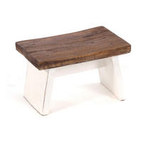 FUSSHOCKER SCHEMEL Recyclingholz massiv 06 weiß-landhaus - Weiß, Holz (29/18/19cm) - DESIGN DELIGHTS