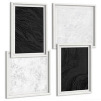 BILDER SET 4er Set - 50x50 cm & 40x60 cm Weißer Rahmen - Dunkles Licht, glamouröse Marmor - Weiß, Kunststoff (50/50cm) - TULUP