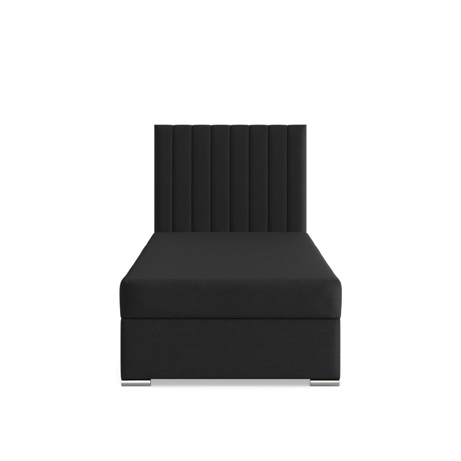 BOXBETT MIT KOPFTEIL 90x200 AGEN, Schwarz - Schwarz, Textil (90/200cm) - Mebligo