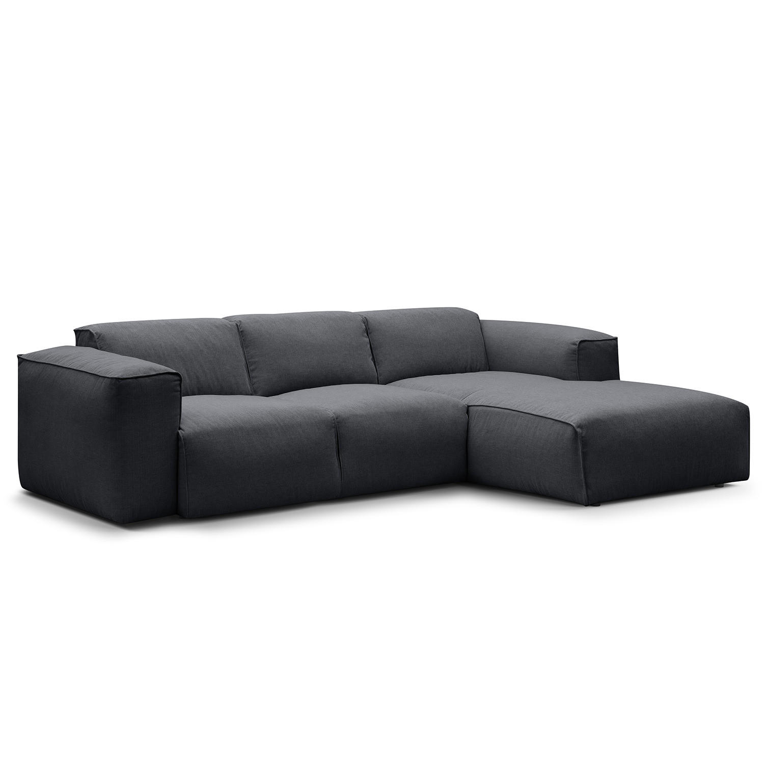 3-SITZER ECKSOFA mit Longchair - Schwarz/Grau, Textil (251/173cm) - home24
