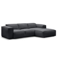 3-SITZER ECKSOFA mit Longchair - Schwarz/Grau, Textil (251/173cm) - home24