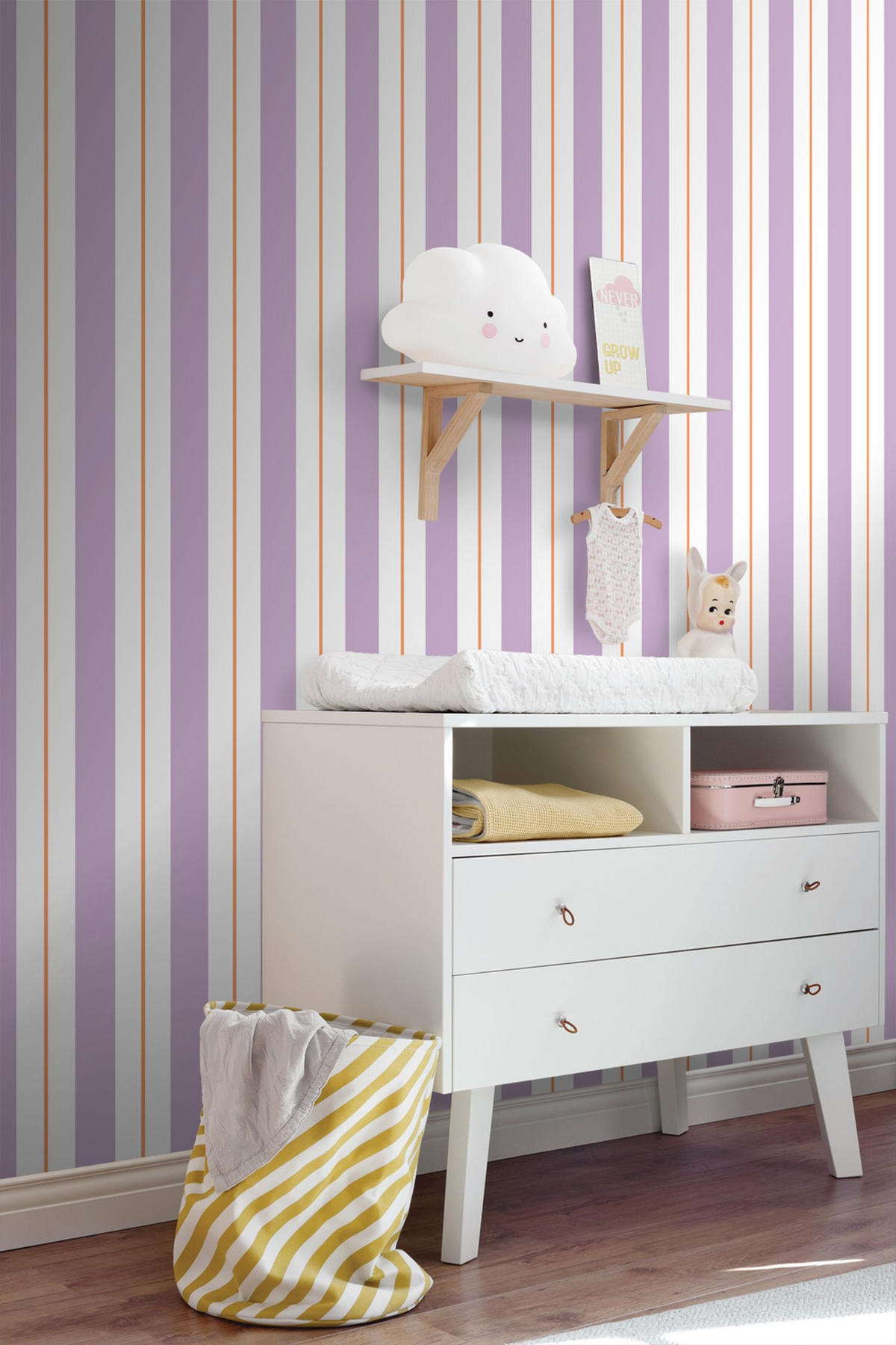 TAPETE Streifen 50 x 900 cm - Lila, Papier (50/900cm) - ESTAhome