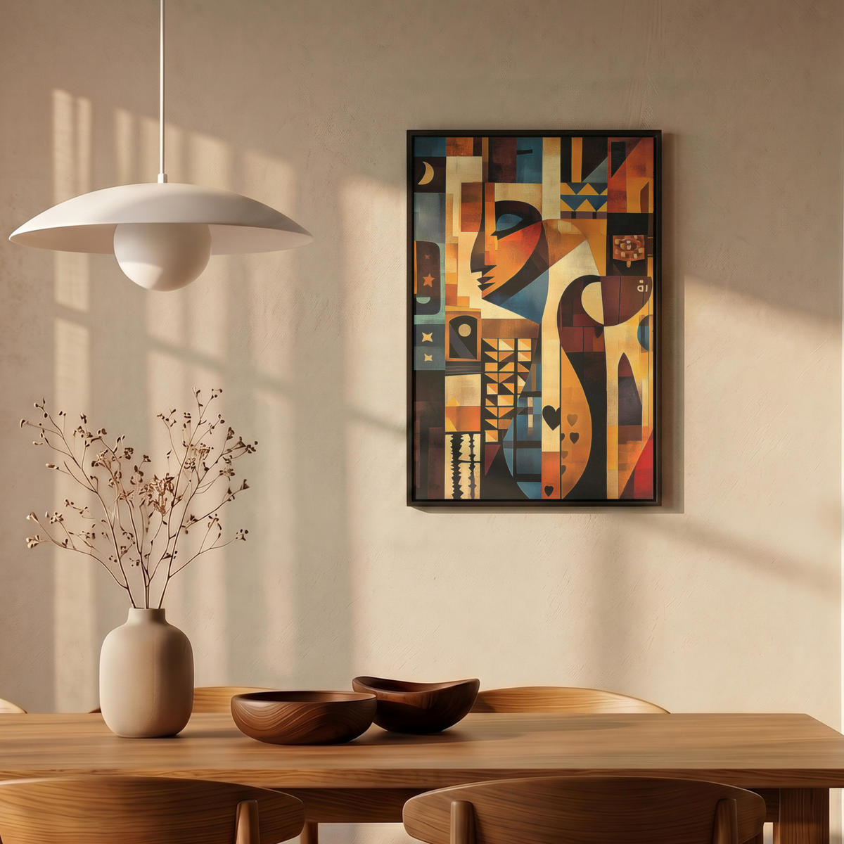 LEINWAND Bilder mit Rahmen - Figuren - Abstrakt - Symbole - 40x60 - Terracotta, Textil (40/60cm) - MuchoWow
