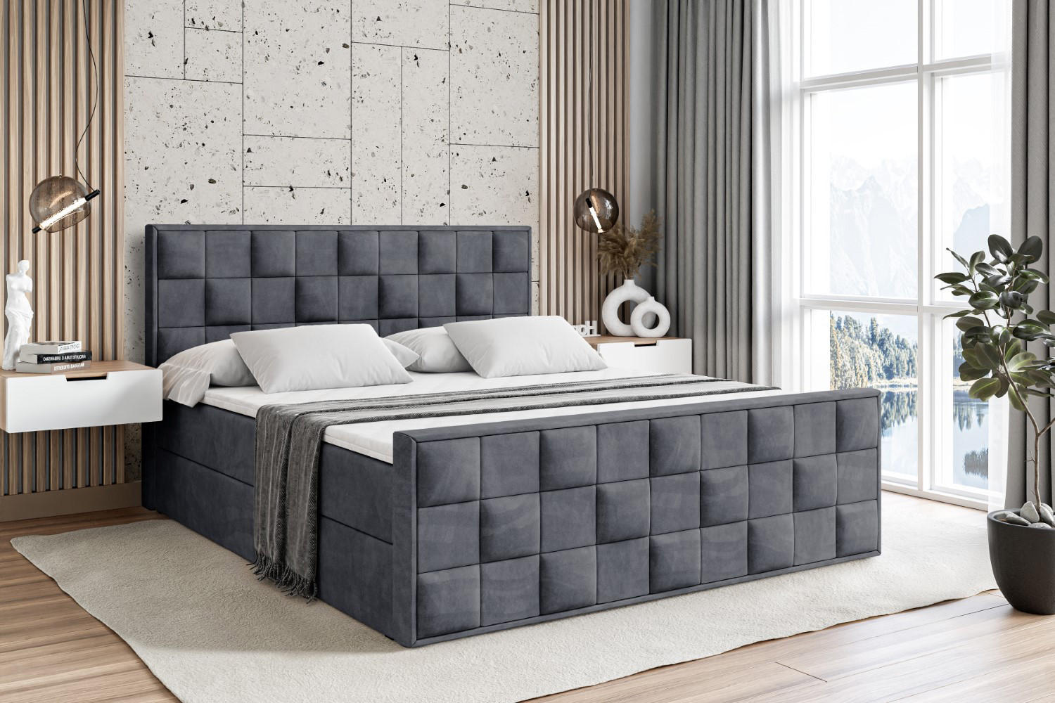BOXBETT ZAFIRA - 120x200 - H4 - Dunkelgrau - Dunkelgrau, Holzwerkstoff (120/200cm) - ALTDECOR